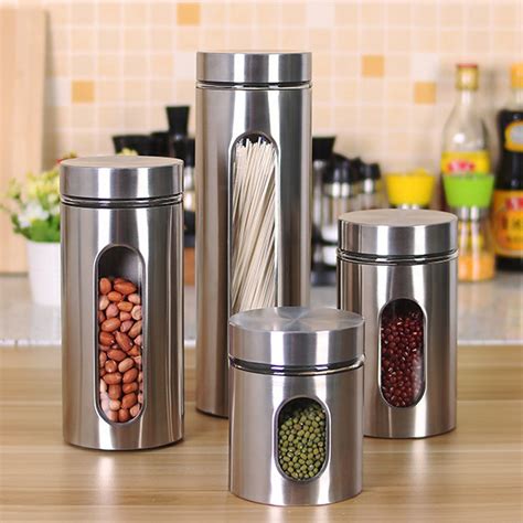 stainless steel storage jars